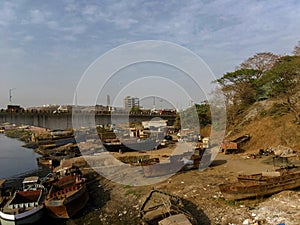 Derelict boat Ulhas river crick reti bunder Kalyan photo