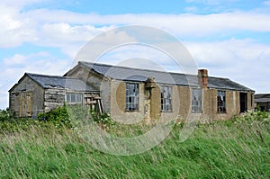 Derelict brick air field building