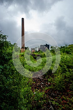 Derelict Brick Smokestack - Cloudy Day - Abandoned Republic Rubber Factory - Youngstown, Ohio