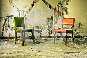 Derelict Chairs in Abandoned Building