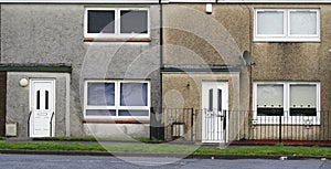 Derelict council house in poor housing estate slum with many social welfare issues in Aberdeen