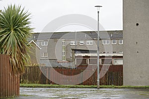 Derelict council house in poor housing estate slum with many social welfare issues in Aberdeen