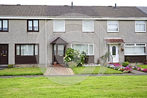 Derelict council house in poor housing estate slum with many social welfare issues in Port Glasgow