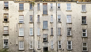 Derelict council house in poor housing estate slum with many social welfare issues in Port Glasgow