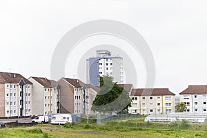 Derelict council house in poor housing estate slum with many social welfare issues in Port Glasgow