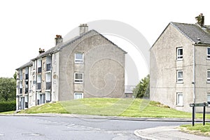 Derelict council house in poor housing estate slum with many social welfare issues in Port Glasgow