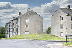 Derelict council house in poor housing estate slum with many social welfare issues in Port Glasgow