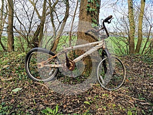 Derelict and dumped bicycle