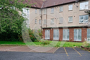Derelict empty poor housing scheme in Govan Glasgow photo