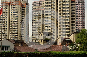Derelict Houses and Modern Skyscrapers, Shanghai, China