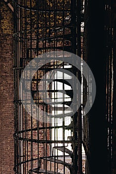 Derelict Iron Spiral Staircase - Ohio State Reformatory Prison - Mansfield, Ohio