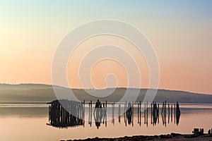 Derelict pilings at Sandy Beach Maine