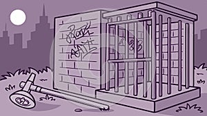 Derelict Prison Structure with Barred Windows Vector, vector design Generative AI