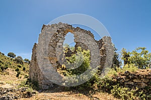 Derelict ruins at abandoned village of Case Nove in Corsica