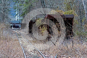 Derelict Rusted Coal Hopper Cars - Abandoned East Broad Top Railroad - Pennsylvania