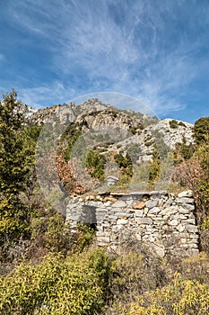 Derelict stone buiding in Mountains near Venaco in Corsica