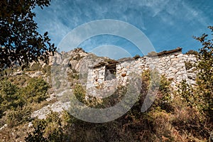 Derelict stone buiding in Mountains near Venaco in Corsica