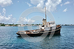 Derelict Tugboat Anchored in Marigot Bay, Saint Maarten
