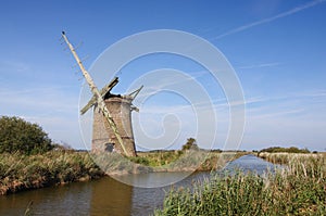 Derelict drainage windmill on Norfolk Broads