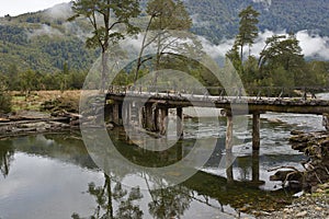 Derelict wooden bridge along the Carretera Austral