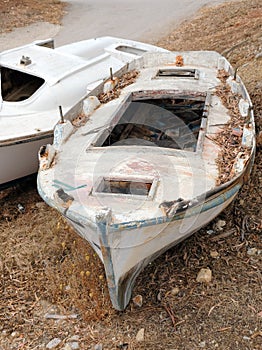 Derelict Wooden Greek Fishing Boat, Greece