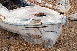 Derelict Wooden Greek Fishing Boat, Greece photo