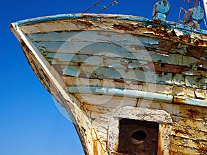 Derelict Wooden Old Traditional Fishing Boat Wreck