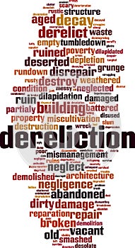 Dereliction word cloud photo