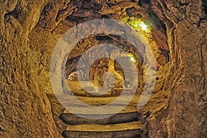 Derinkuyu cave underground city, Cappadocia , Turkey .Travel ba photo