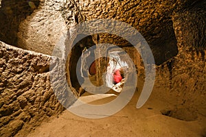 The Derinkuyu underground city is an ancient multi-level cave city in Cappadocia, Turkey. photo