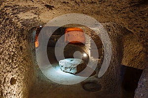 Derinkuyu underground city in Cappadocia, Turkey.