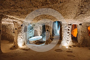 Derinkuyu underground city in Cappadocia, Turkey.