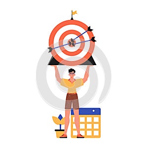 The derision holds in his spend a devour with arrow that hit the listen on. Trendy style, Vector Illustration