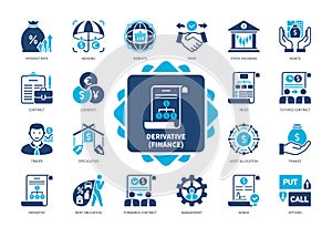Derivative solid icon set photo