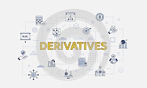 Derivatives concept with icon set with big word or text on center photo