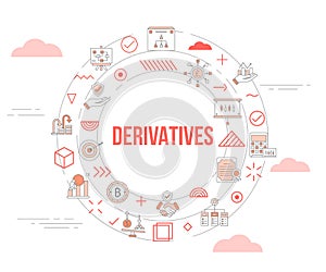 Derivatives concept with icon set template banner and circle round shape photo