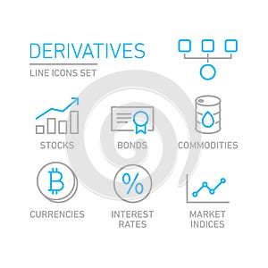 Derivatives vector infographic icon set. Trendy modern flat linear vector derivatives icon on white background from thin line, photo