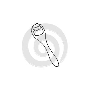 Derma roller icon. Meso-roller for skin care. Tool for mesotherapy. Vector doodle hand drawn illustration