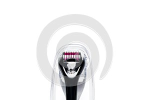 Derma roller isolated on white background. Beauty treatment, mesotherapy or medical collagen production stimulation. Micro