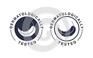 Dermatologically tested logo. Vector feather icons of hypoallergenic package label or dermatology test tag