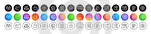 Dermatologically tested, Medical analyzes and Money profit line icons. For web app, printing. Round icon buttons Vector photo
