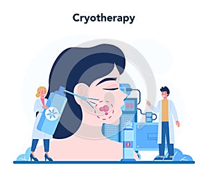 Dermatologist concept. Cryotherapy, dermatology face skin treatment