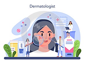 Dermatologist concept. Dermatology and trichologist specialist, skin or hair