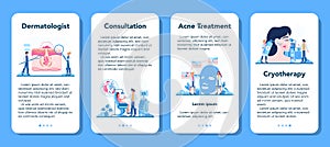 Dermatologist mobile application banner set. Dermatology specialist