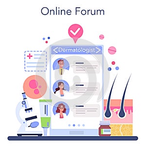 Dermatologist online service or platform. Dermatology and trichologist