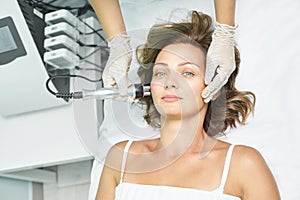 Dermatology skin care facial therapy. Medical spa anto wrinkles procedure. Woman