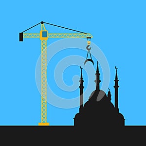 Derrick and crane is building a new mosque photo