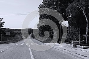 Dervent Monastery in Romania, National road in front of the entrance