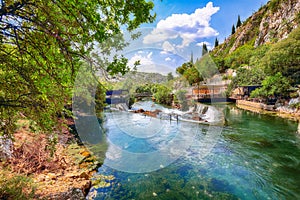 Dervish monastery or tekke at the Buna River spring in the town of Blagaj