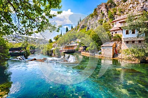 Dervish monastery or tekke at the Buna River spring in the town of Blagaj